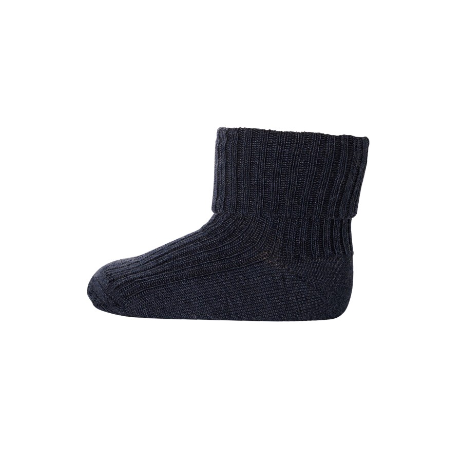 MP Denmark – Uld strømpe – Rib – Dark Denim Melange 498