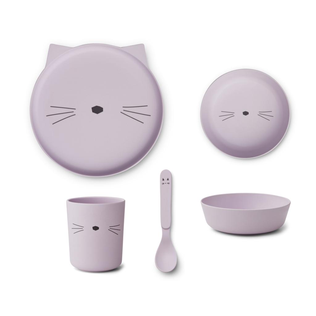 Liewood - Spisesæt - Brody Junior - Cat Light Lavender
