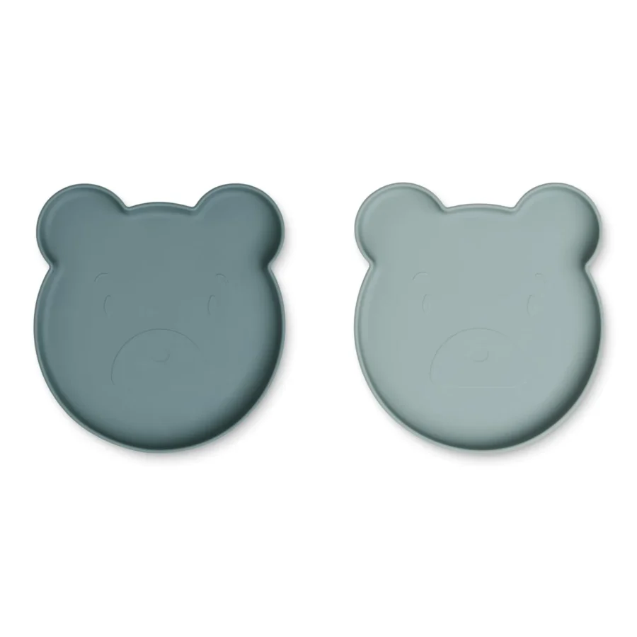 Liewood - 2-pak - Tallerken - Marty - Mr Bear Blue Mix