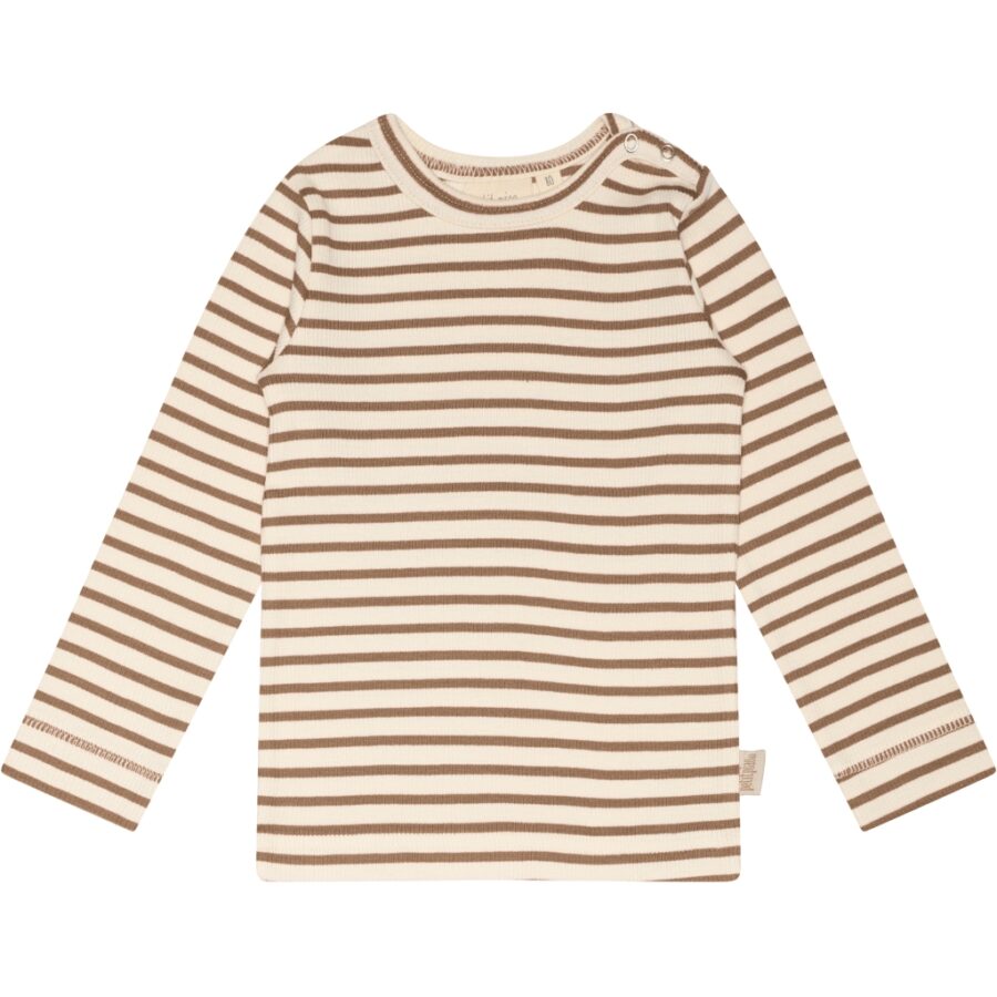 Petit Piao - Bluse - Modal Striped - Walnut Brown Off White
