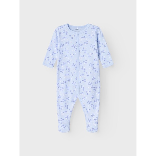 Name It - Natdragt m. fødder - Flower - Halogen Blue