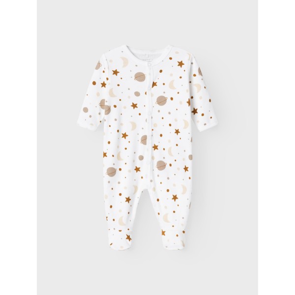 Name It - Natdragt m. fødder - Planet - Bright White