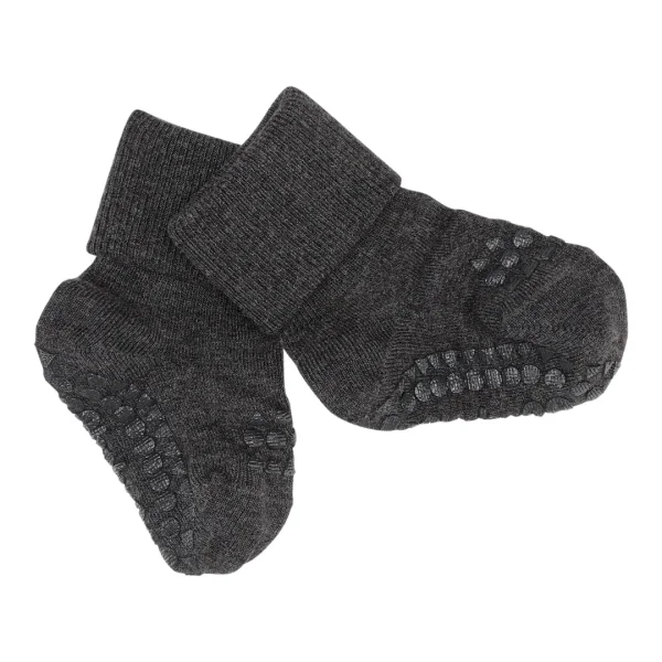GoBabyGo - Skridsikre Strømper - Bambus - Dark Grey Melange
