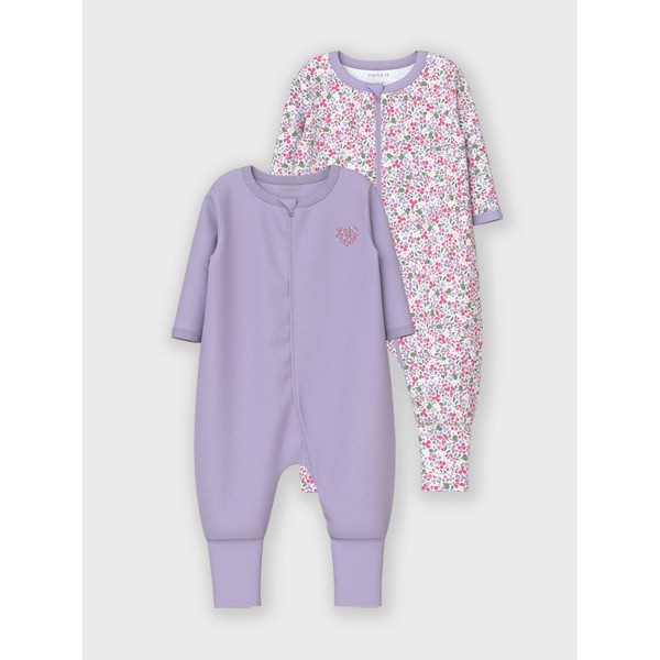 Name It - 2-pak - Natdragt m. foldbare fødder - Pastel Lilac