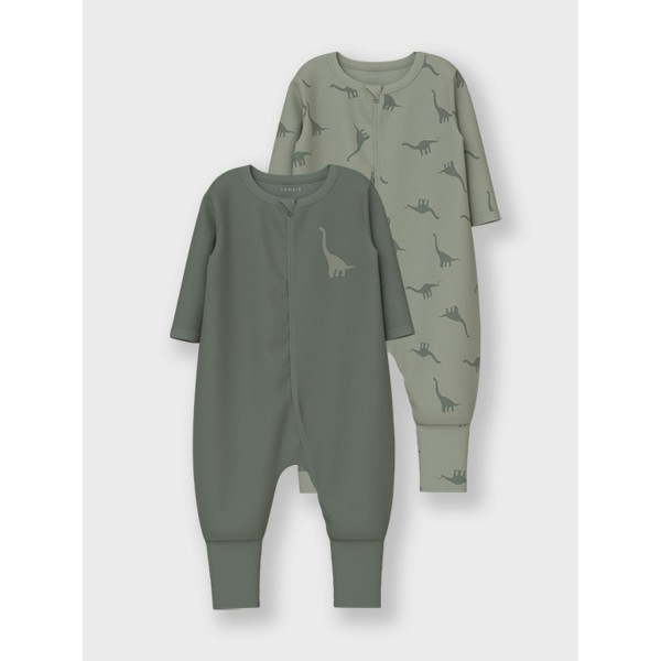 Name It - 2-pak - Natdragt m. foldbare fødder - Agave Green