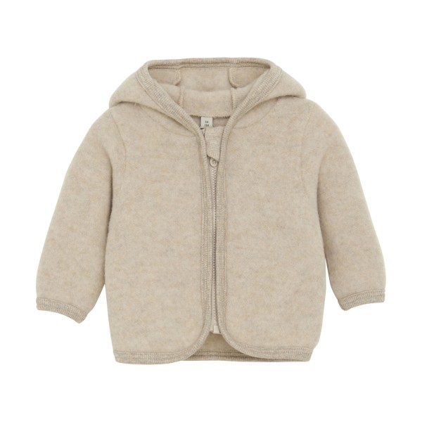 Huttelihut - Fleece Jakke m. ører - Uld - Camel Melange