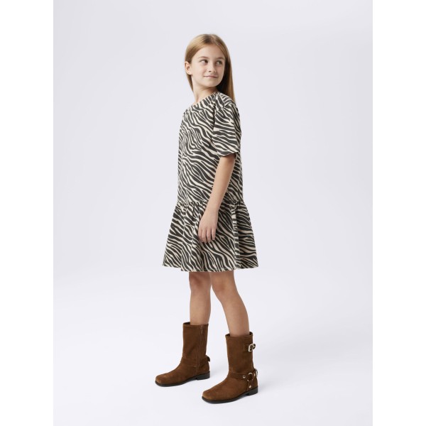 Name It - Kjole - Zebra - Cement Black Zebra