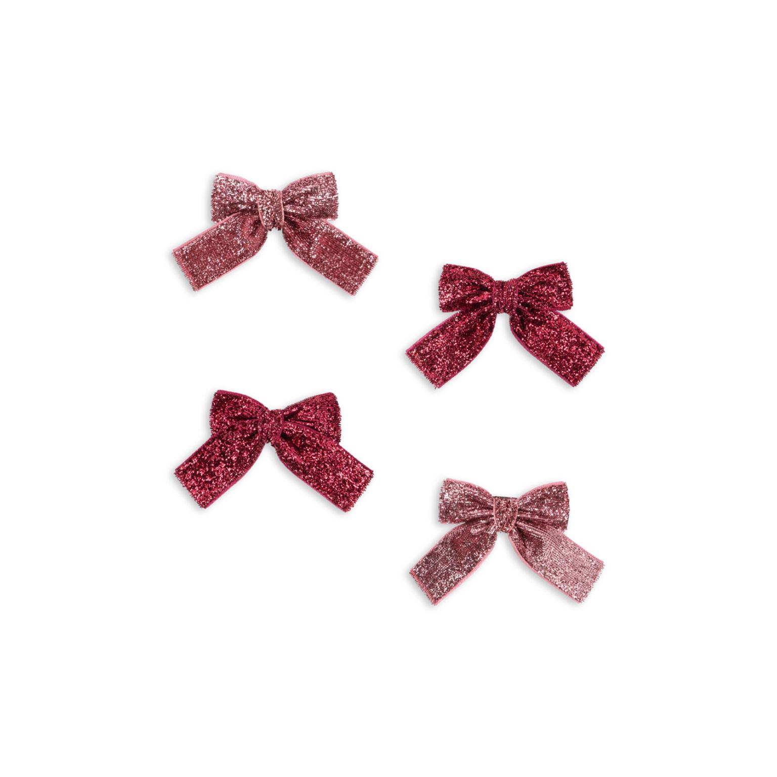 Konges Sløjd - 4-pack Hårklips - Glitter Bow - Pink Mix - Image 3