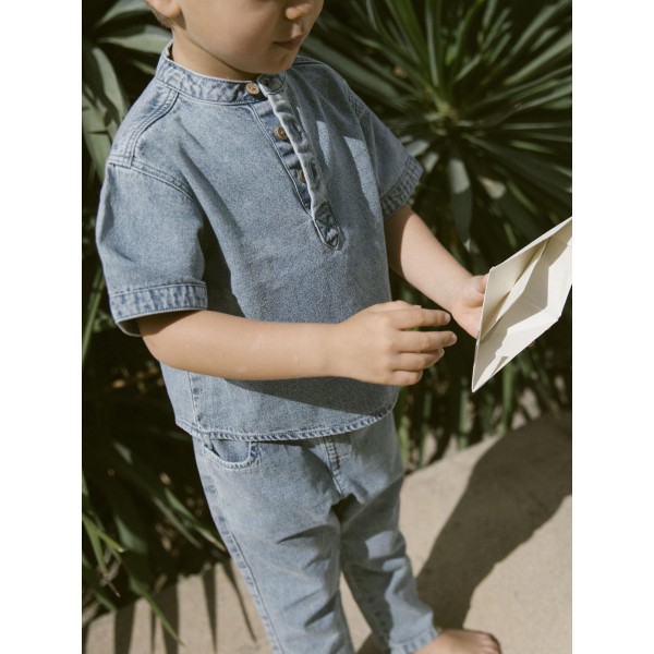 Lil 'Atelier - Kortærmet Skjorte - Fundo - Medium Blue Denim