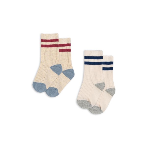 Konges Sløjd - 2 - pak strømper - Rib - Off White Multi Stripe