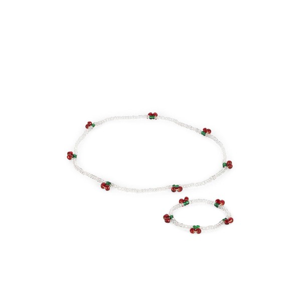 Konges Sløjd - Halskæde og armbånd - Pearly Cherry - Red Glitter