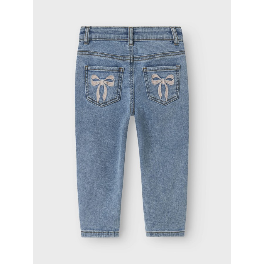 Name It - Jeans - Bella Mom - Medium Blue Denim Bow Embroidery - Image 2