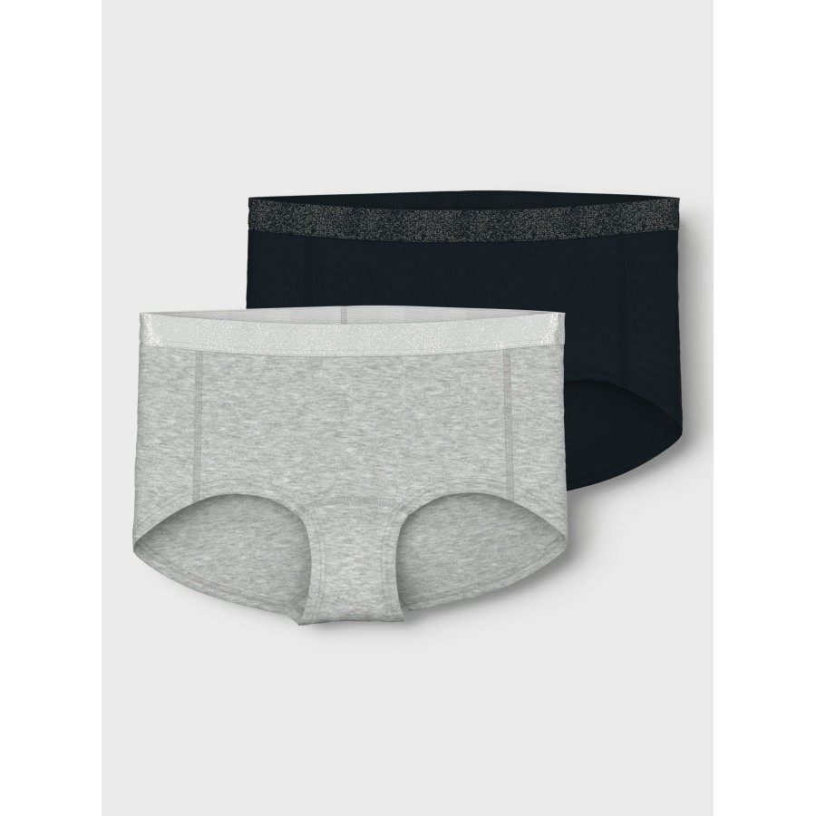 Name It – Underbukser - Hipster – 2-pak – Black Grey Melange