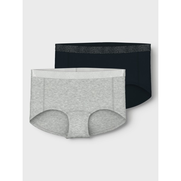 Name It – Underbukser - Hipster – 2-pak – Black Grey Melange
