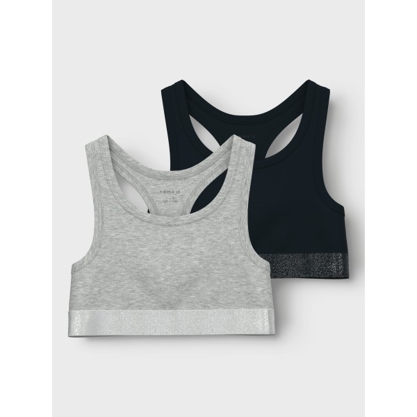 Name It – Top – Hipster - 2-pak – Black Grey Melange