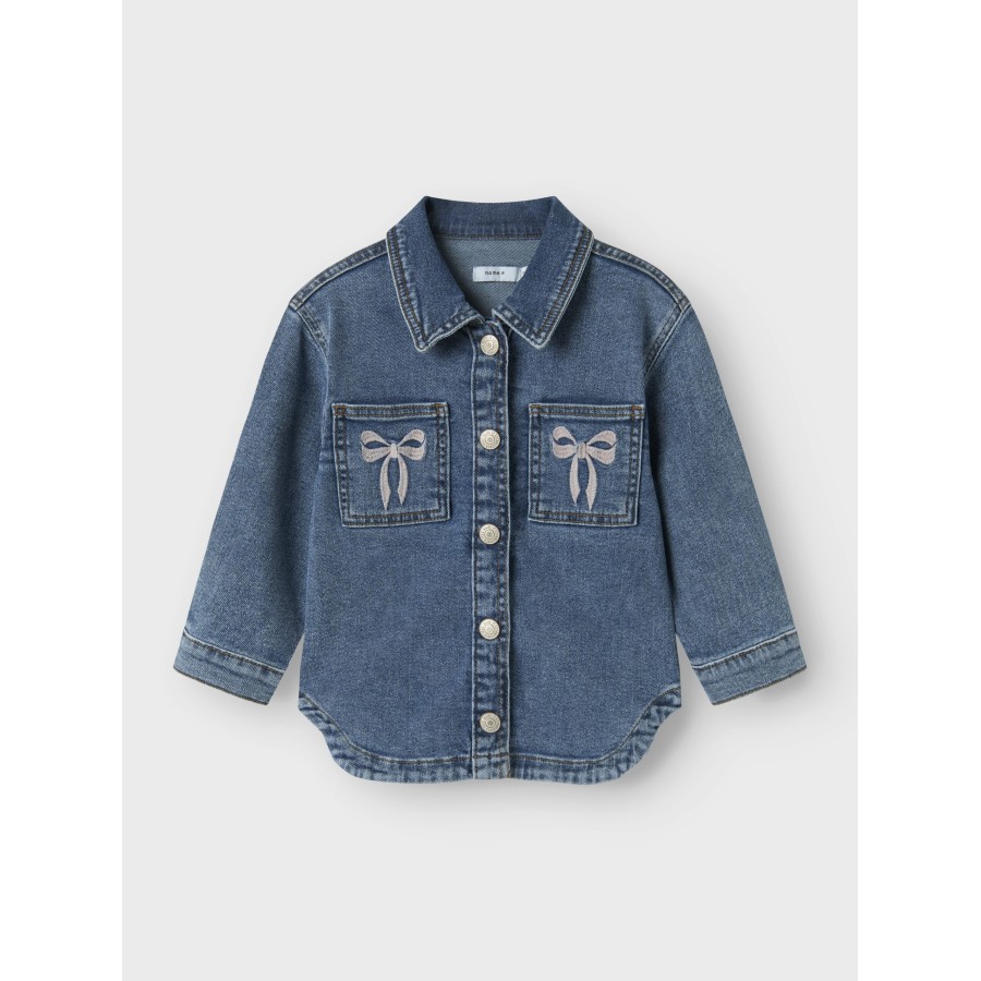 Name It - Denim Jakke - Devi - Medium Blue Denim Bow Embroidery