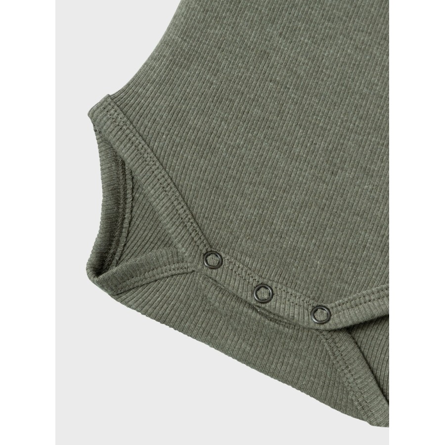 Name It – Body m. knapper – Kab – Dusty Olive Melange - Image 4