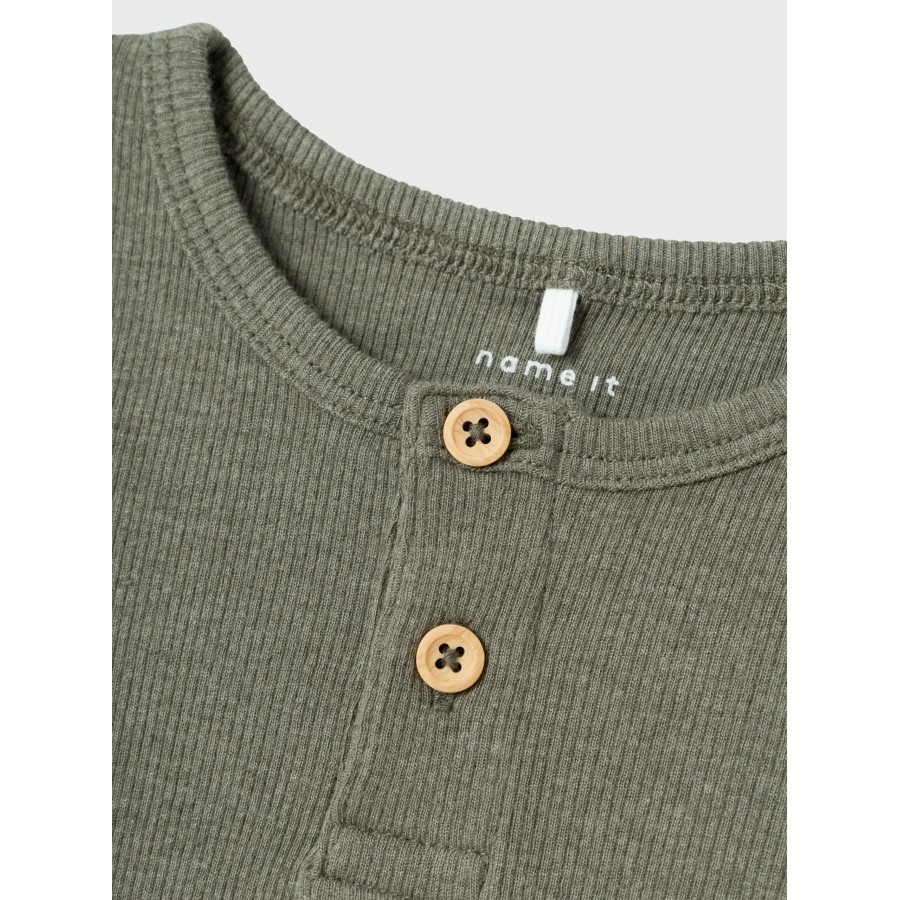 Name It – Bluse m. knapper – Kab – Dusty Olive Melange - Image 3