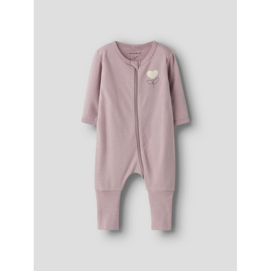 Name It – 2 pak – Natdragt m. foldbare fødder – Heart – Summer Sand Deauville Mauve - Image 2