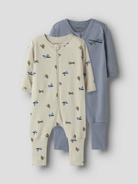 Name It – 2 pak – Natdragt m. foldbare fødder – Airplane – Peyote Tradewinds