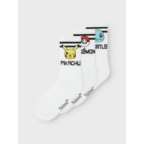 Name It - 3-pak Strømper - Milton Pokemon - Bright White - 31/33