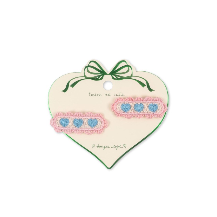Konges Sløjd - 2-pak hårspænder - Heart Embroidery - Billede 3