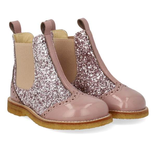 Angulus - Chelsea støvle - Faded Rose/Blossom Glitter