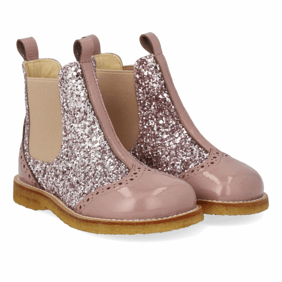 Angulus - Chelsea støvle - Faded Rose/Blossom Glitter