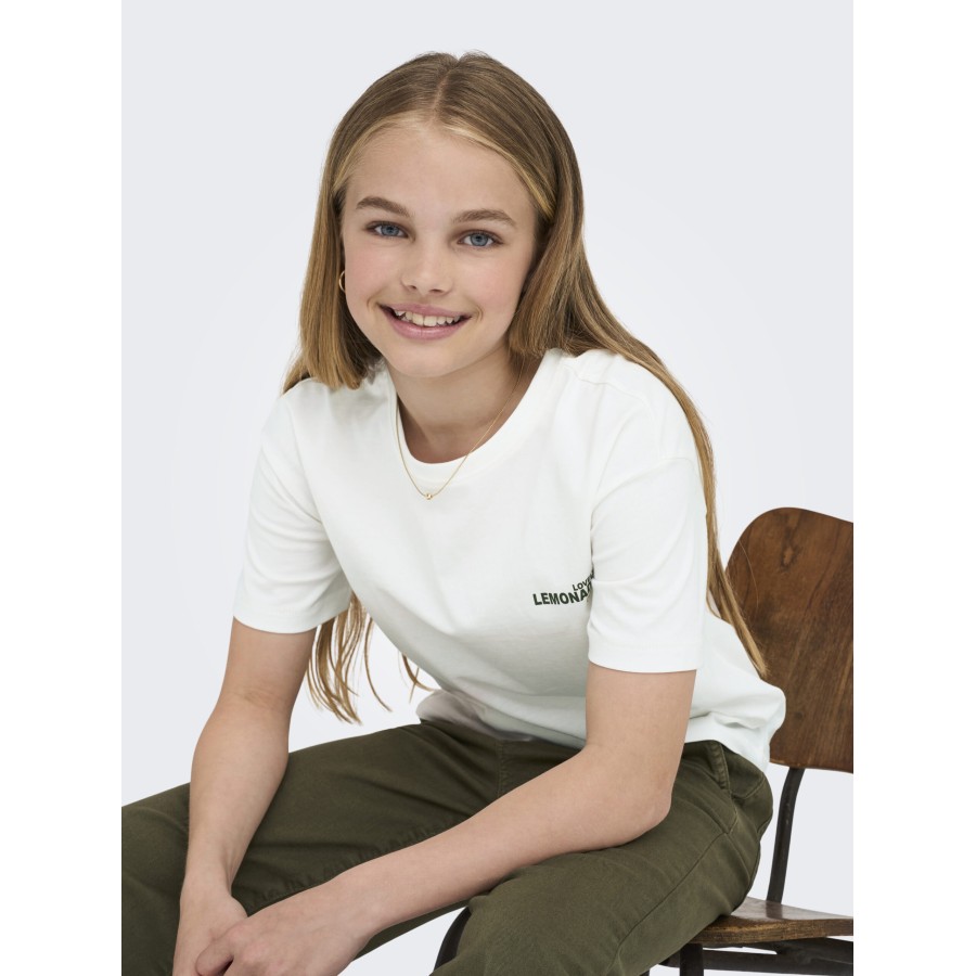 Kids Only - T-shirt - Helen Life - Cloud Dancer Lemonade - Billede 3