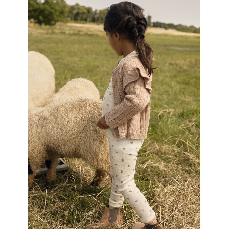 Lil' Atelier - Leggings - Uld - Nalu - Turtledove Melange Bows - Billede 4