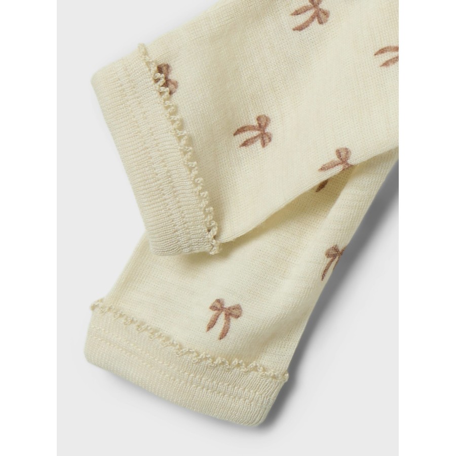 Lil' Atelier - Leggings - Uld - Nalu - Turtledove Melange Bows - Billede 3