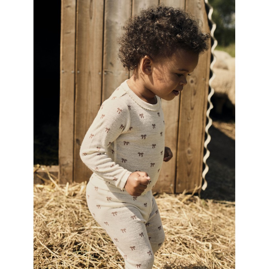 Lil' Atelier - Leggings - Uld - Nalu - Turtledove Melange Bows - Billede 4