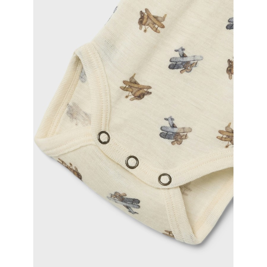 Lil' Atelier - Body - Uld - Nalu - Turtledove Melange Flyvemaskiner - Billede 3