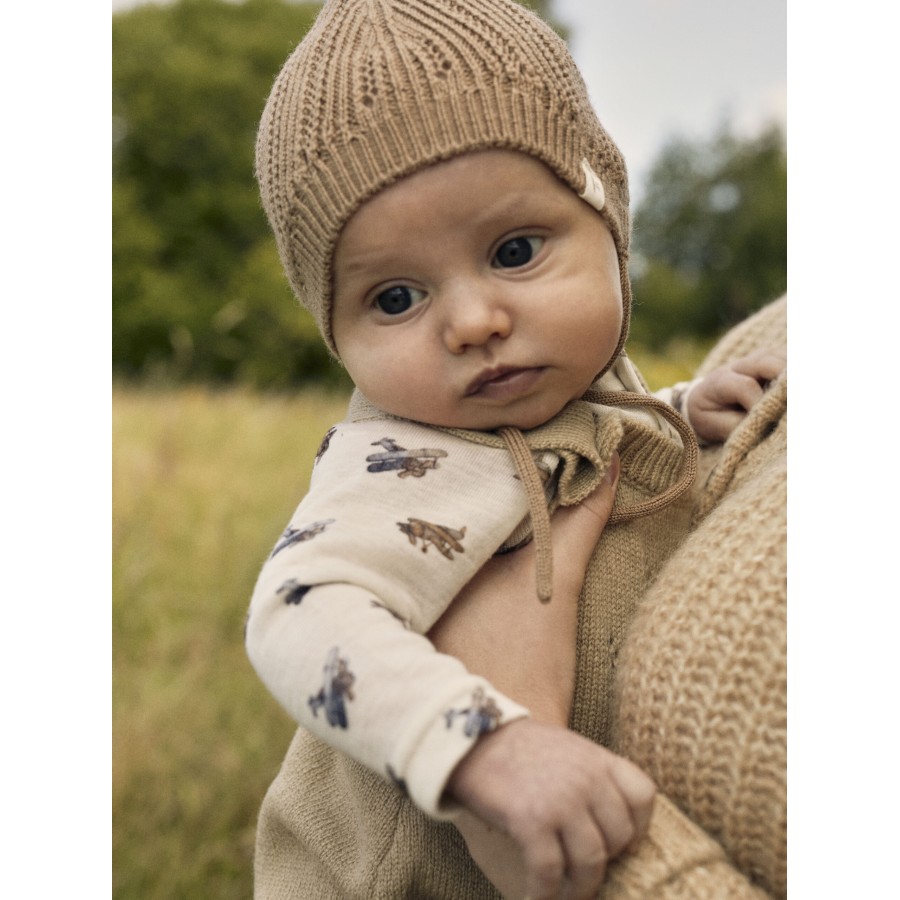 Lil' Atelier - Body - Uld - Nalu - Turtledove Melange Flyvemaskiner - Billede 4