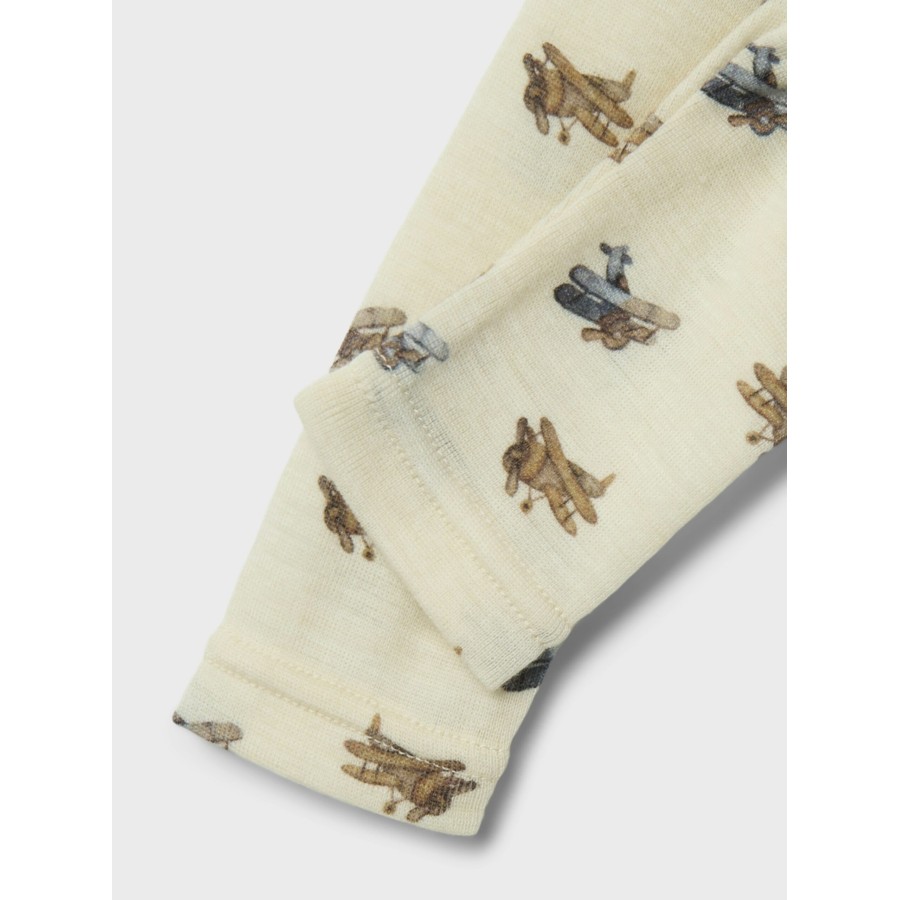 Lil' Atelier - Leggings - Uld - Nalu - Turtledove Melange Flyvemaskiner - Billede 2