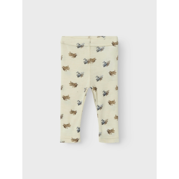 Lil' Atelier - Leggings - Uld - Nalu - Turtledove Melange Flyvemaskiner