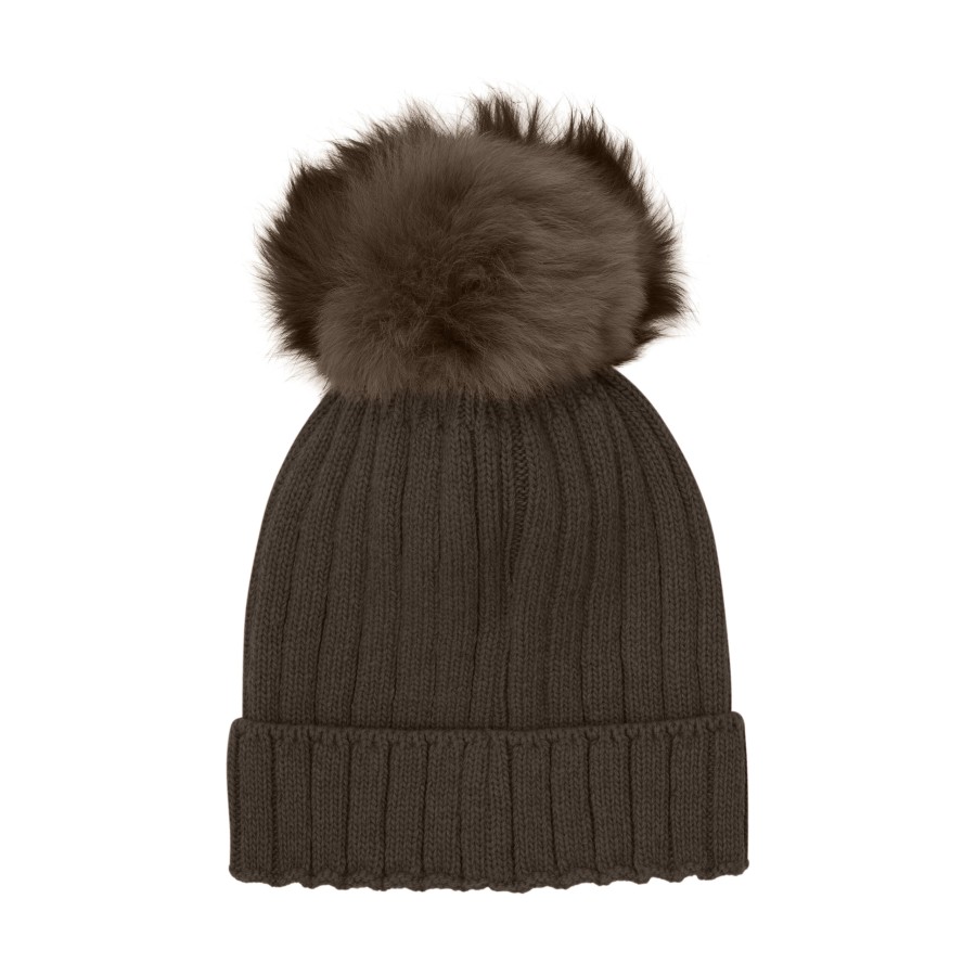 Huttelihut - Hue m. pompom - Dark Brown Melange - Billede 2