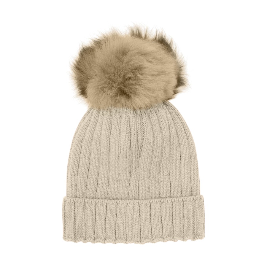 Huttelihut - Hue m. pompom - Sand Melange - Billede 2