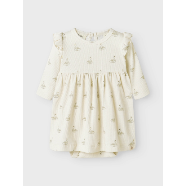 Lil' Atelier - Kjole m. body - Gavo Ege - Pastel Parchmen Swan
