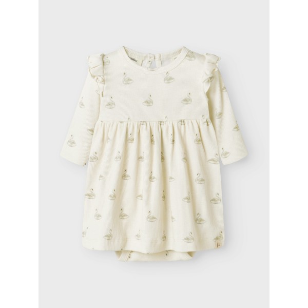 Lil' Atelier - Kjole m. body - Gavo Ege - Pastel Parchmen Swan