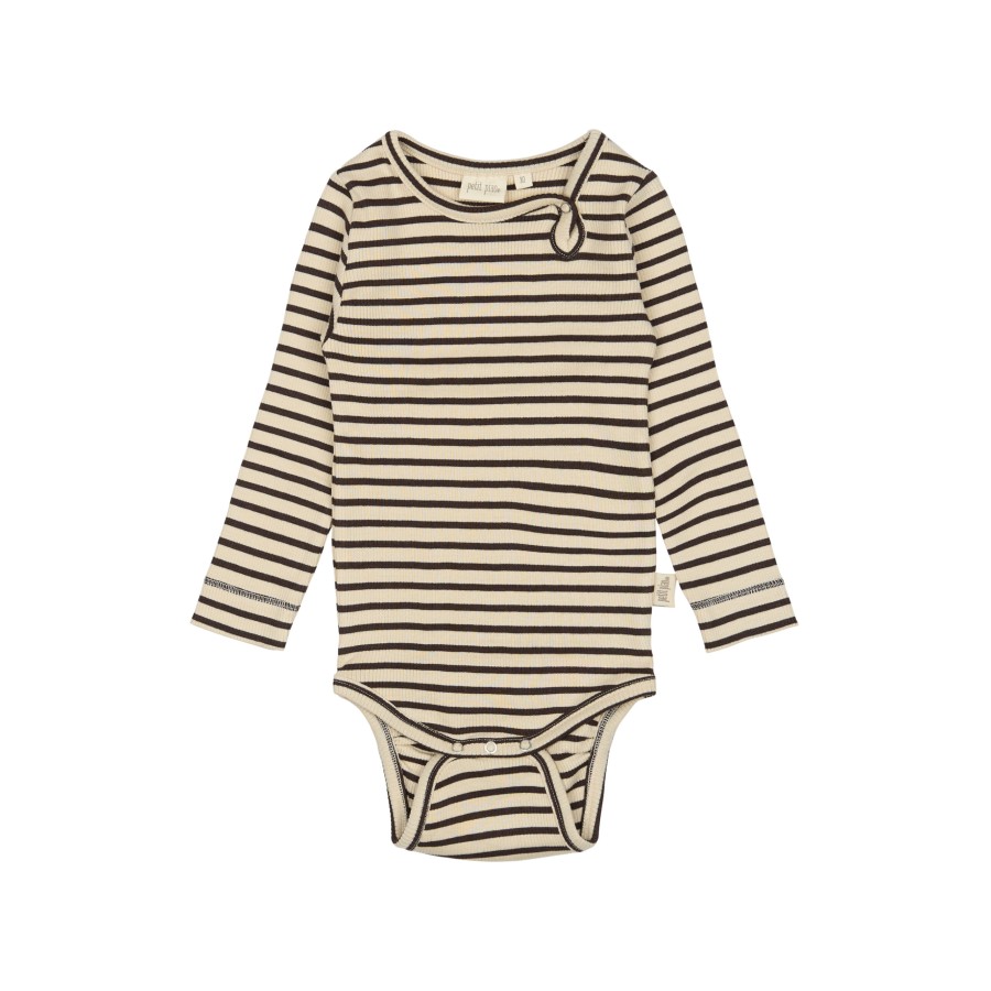 Petit Piao - Body - Rib Modal - Coffee Bean Off White