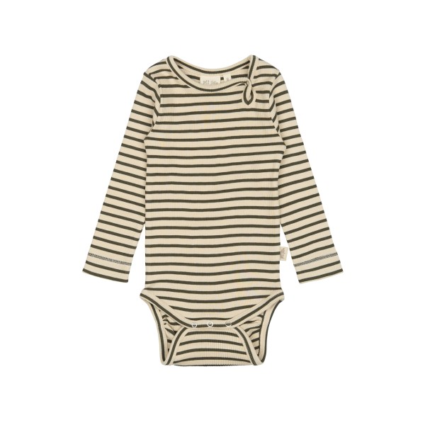 Petit Piao - Body - Rib Modal - Green Leaf Off White