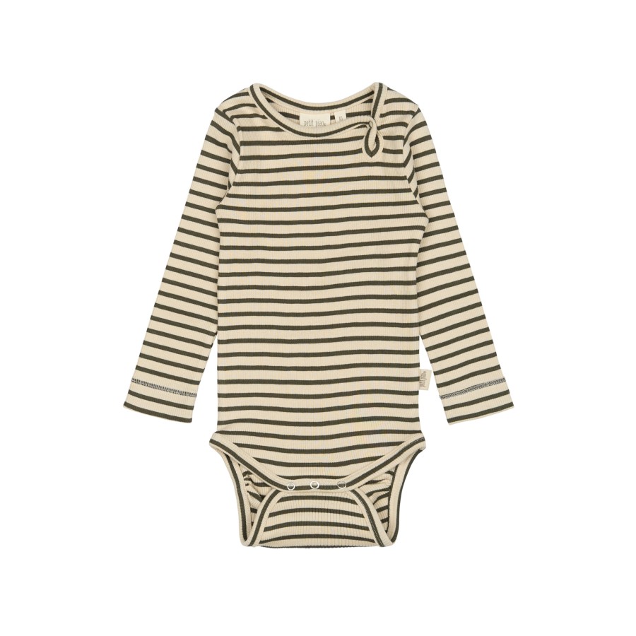 Petit Piao - Body - Rib Modal - Green Leaf Off White