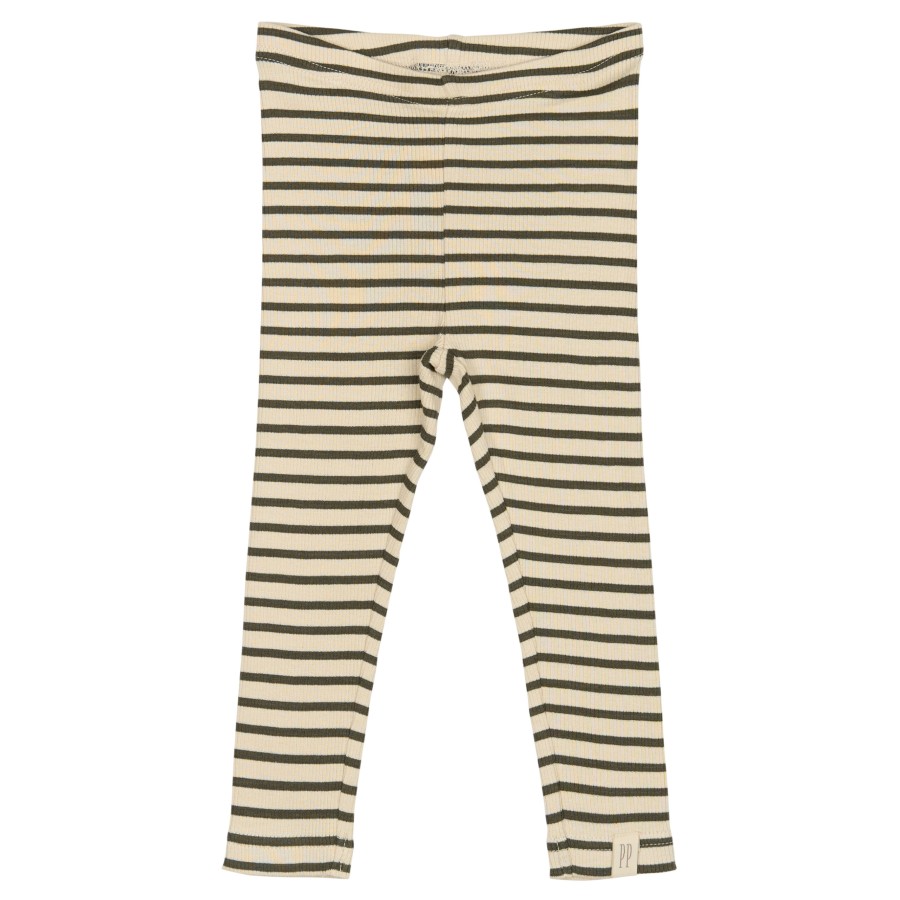Petit Piao - Leggings - Rib Modal - Green Leaf Off White