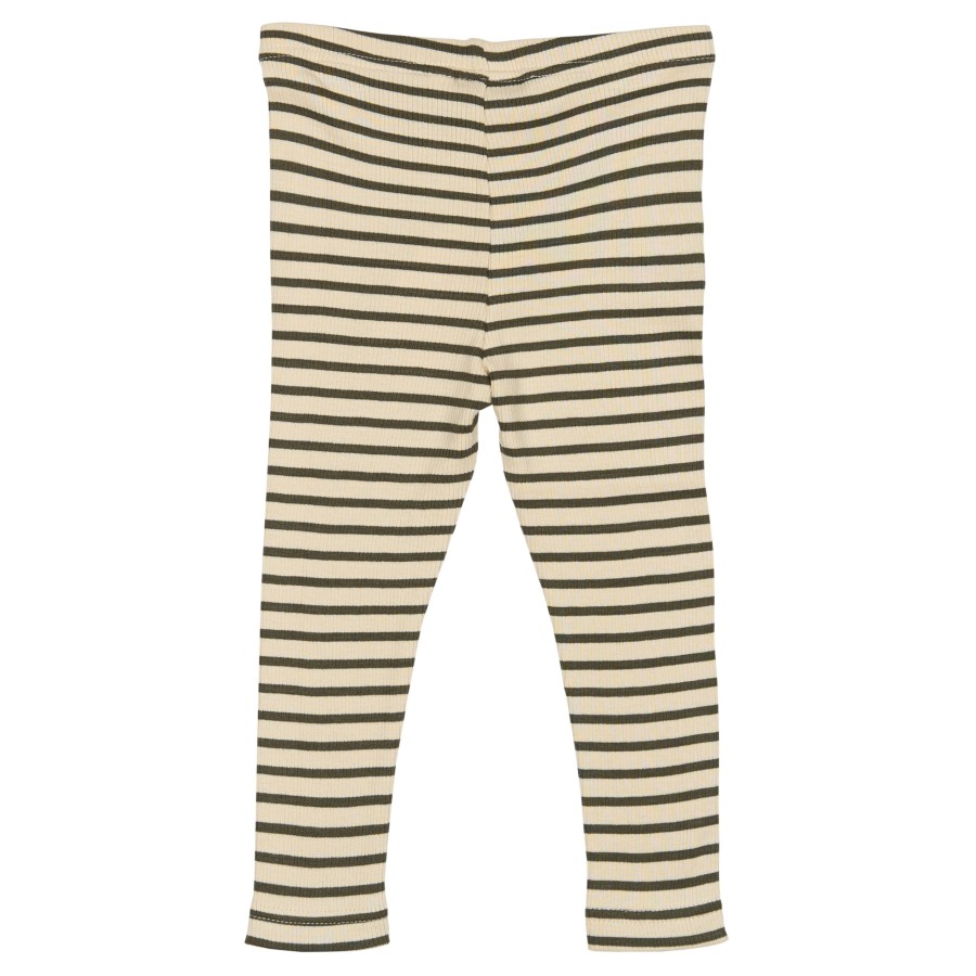Petit Piao - Leggings - Rib Modal - Green Leaf Off White - Billede 3