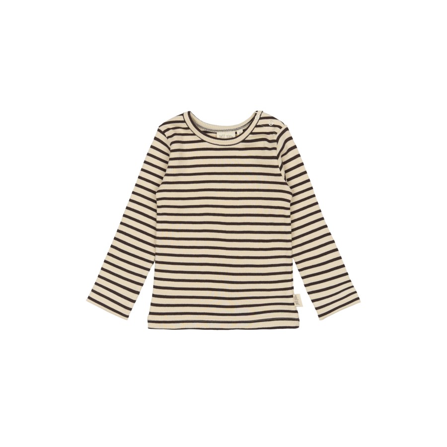 Petit Piao - Bluse - Rib Modal - Coffee Bean Off White