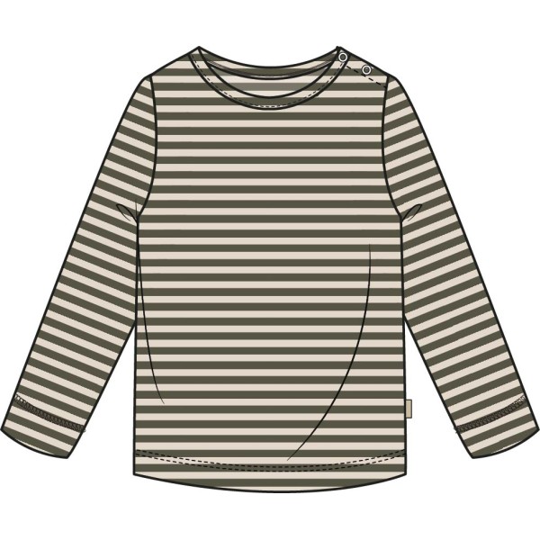 Petit Piao - Bluse - Rib Modal - Green Leaf Off White