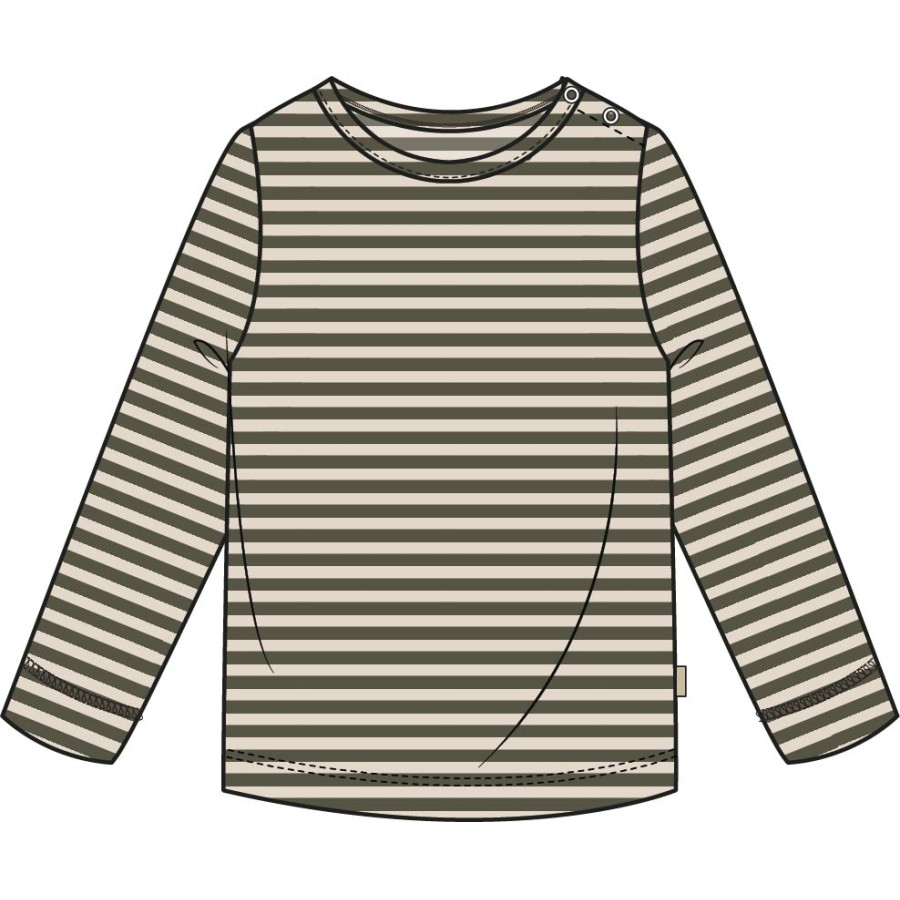 Petit Piao - Bluse - Rib Modal - Green Leaf Off White