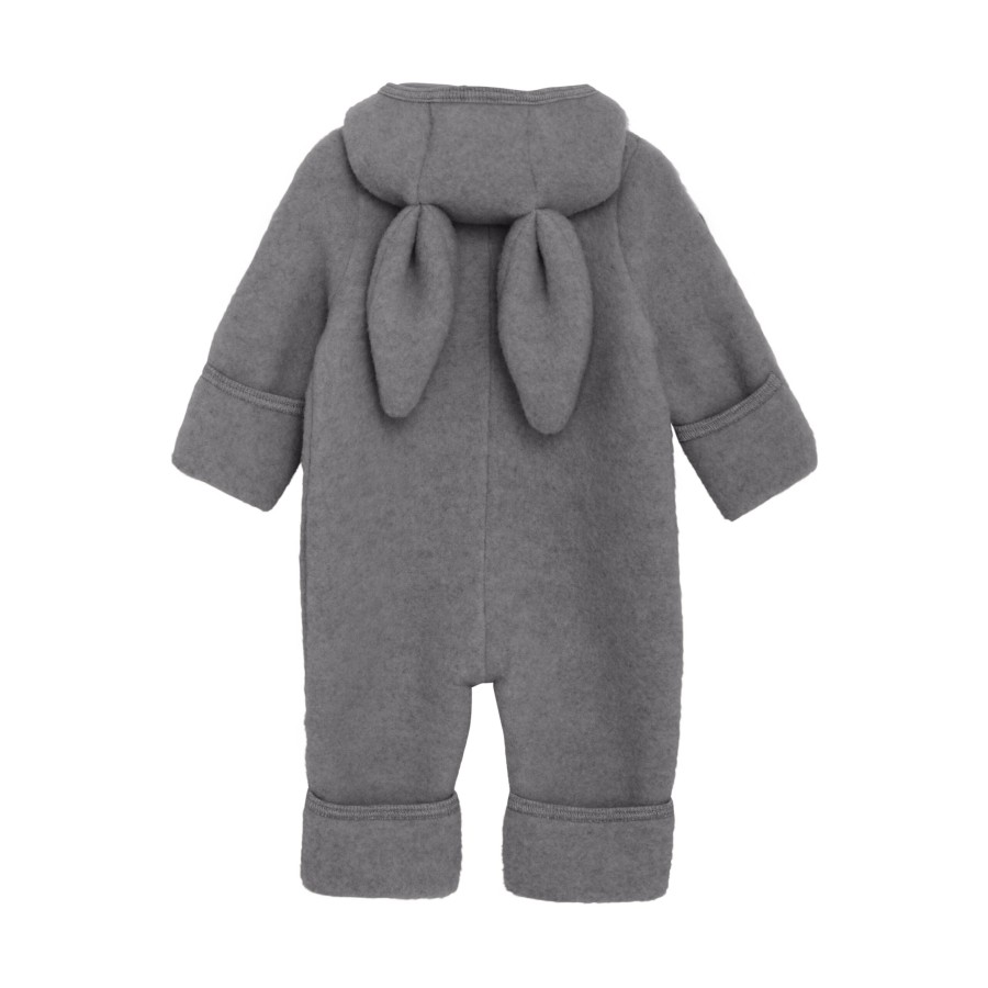 Huttelihut - Fleece Køredragt m. kaninører - Uld - Medium Grey Melange - Billede 2
