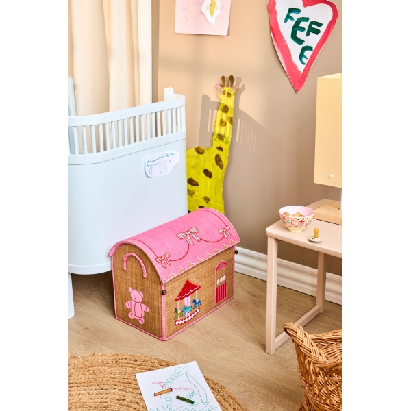 Rice lyserød opbevaringskurv